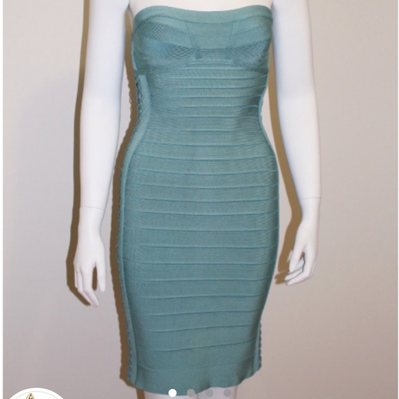 Herve Leger Adriana Cut out Side Dress in Blue - Picture 6 of 9